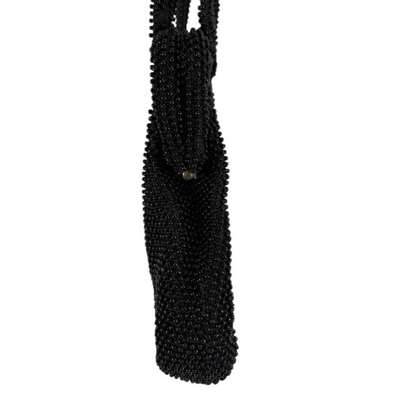 Stunning Vintage 1950's Black Corde Bead Cavier Evening bag Purse - Picture 15 of 15